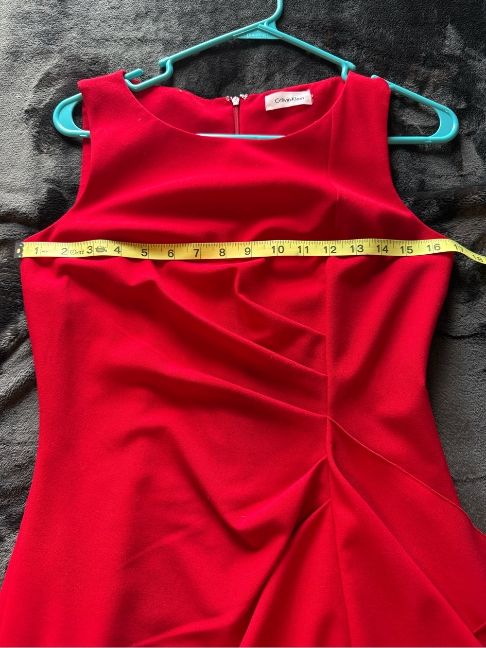 Calvin Klein Bright Red Sleeveless Draped Midi Dress - Picture 6 of 8